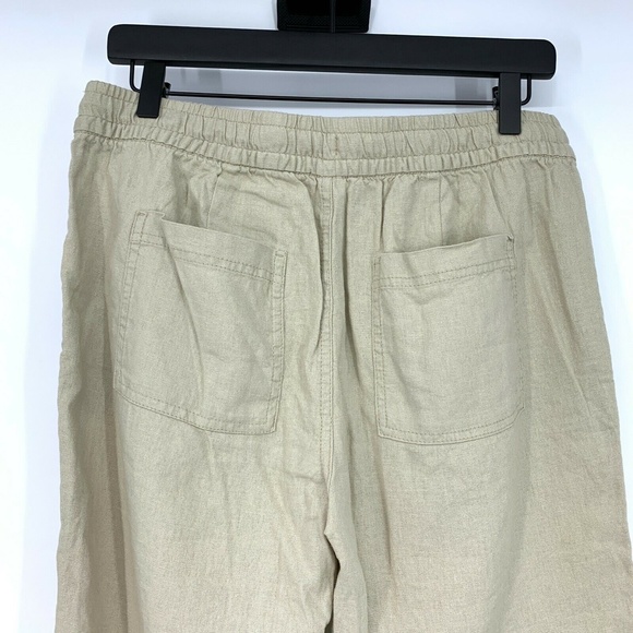 Old Navy Beige Solid Linen Mid Rise Crop Pants - Picture 6 of 8